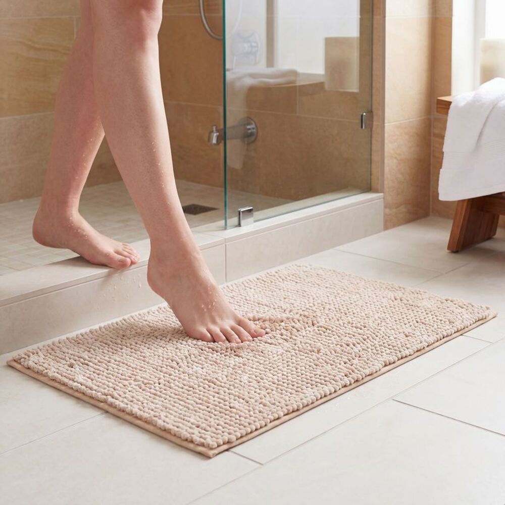 Soft Plush Fluffy Non Slip Microfiber Quick Dry Bath Rugs 16"x24" Khaki